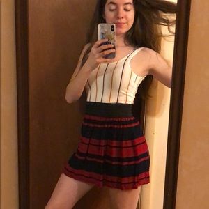 Stripped red and deep navy skirt!